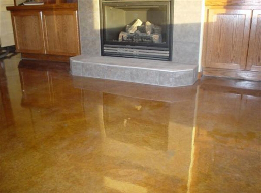 Hardscapes coloured concrete floor.